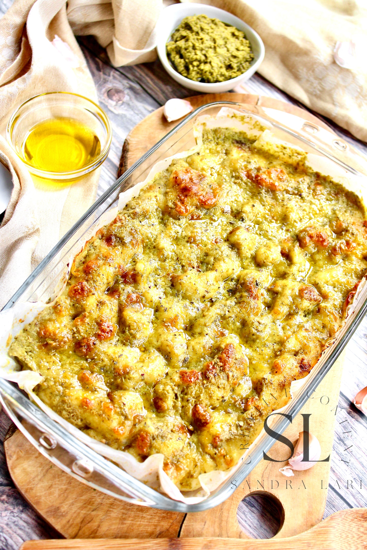Sourdough Focaccia with Basil Pesto & Mozzarella Cheese - Exclusive