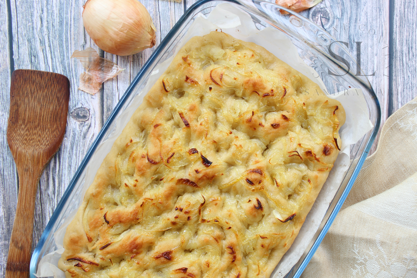 Easy Sourdough Focaccia with Caramelized Onions Set 1 of 3