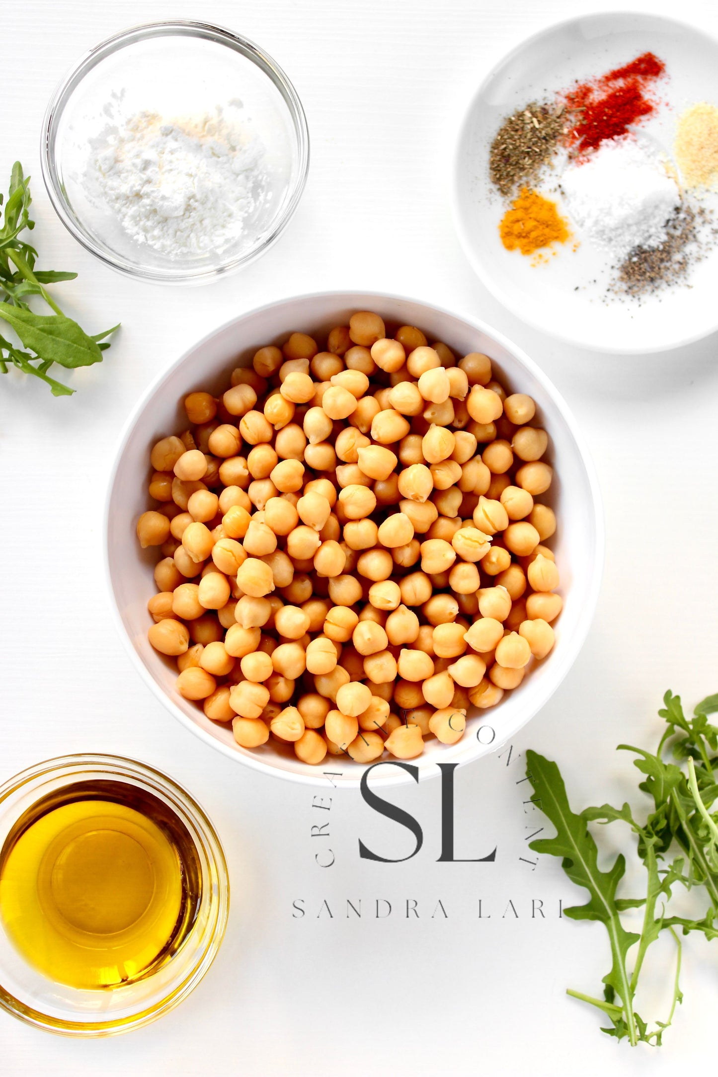Caprese Arugula Salad with Roasted Chickpeas - Set 4 of 4