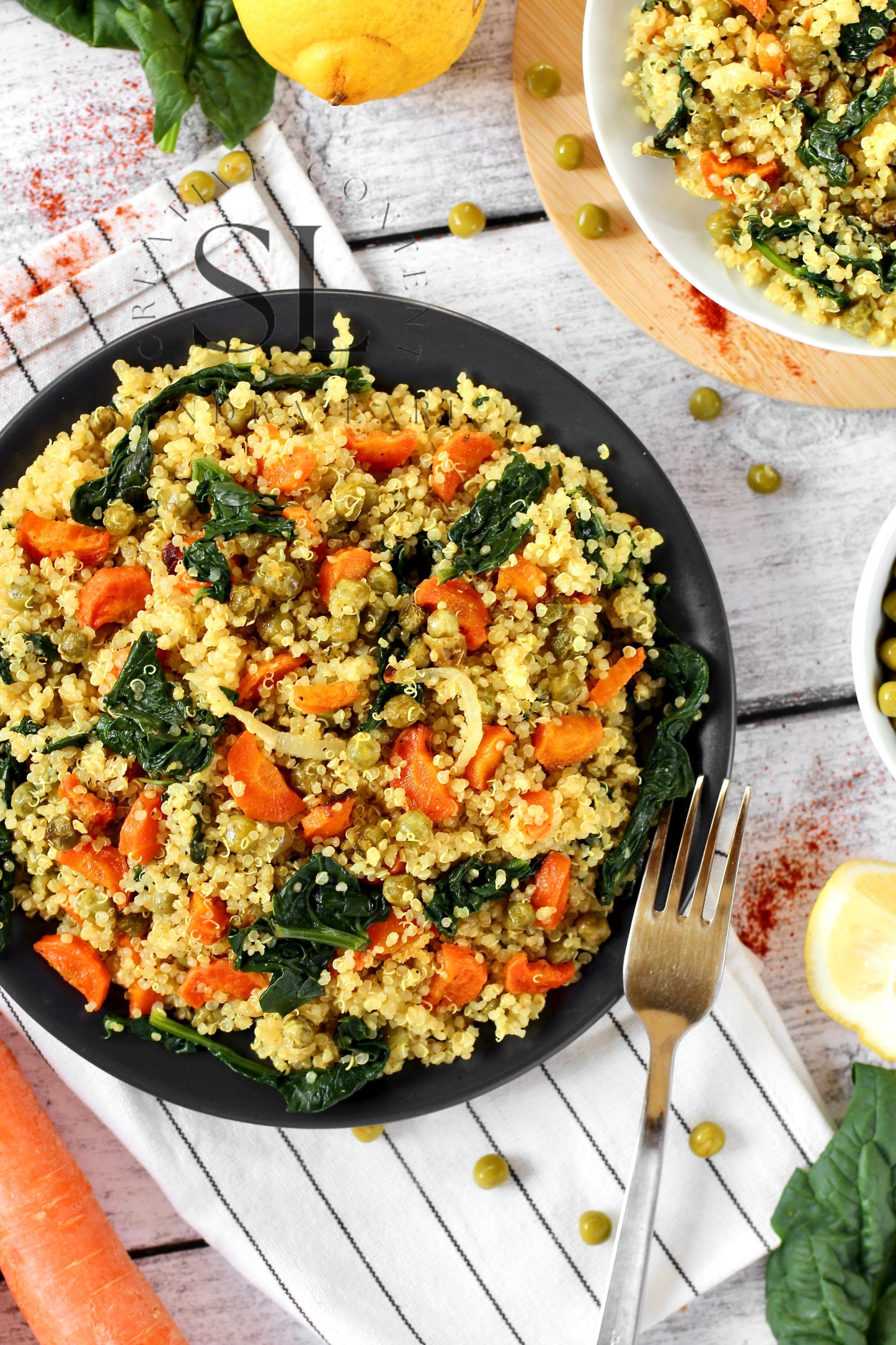 Vegan Roasted Veggies Quinoa Salad with Spinach - Set 3 of 3