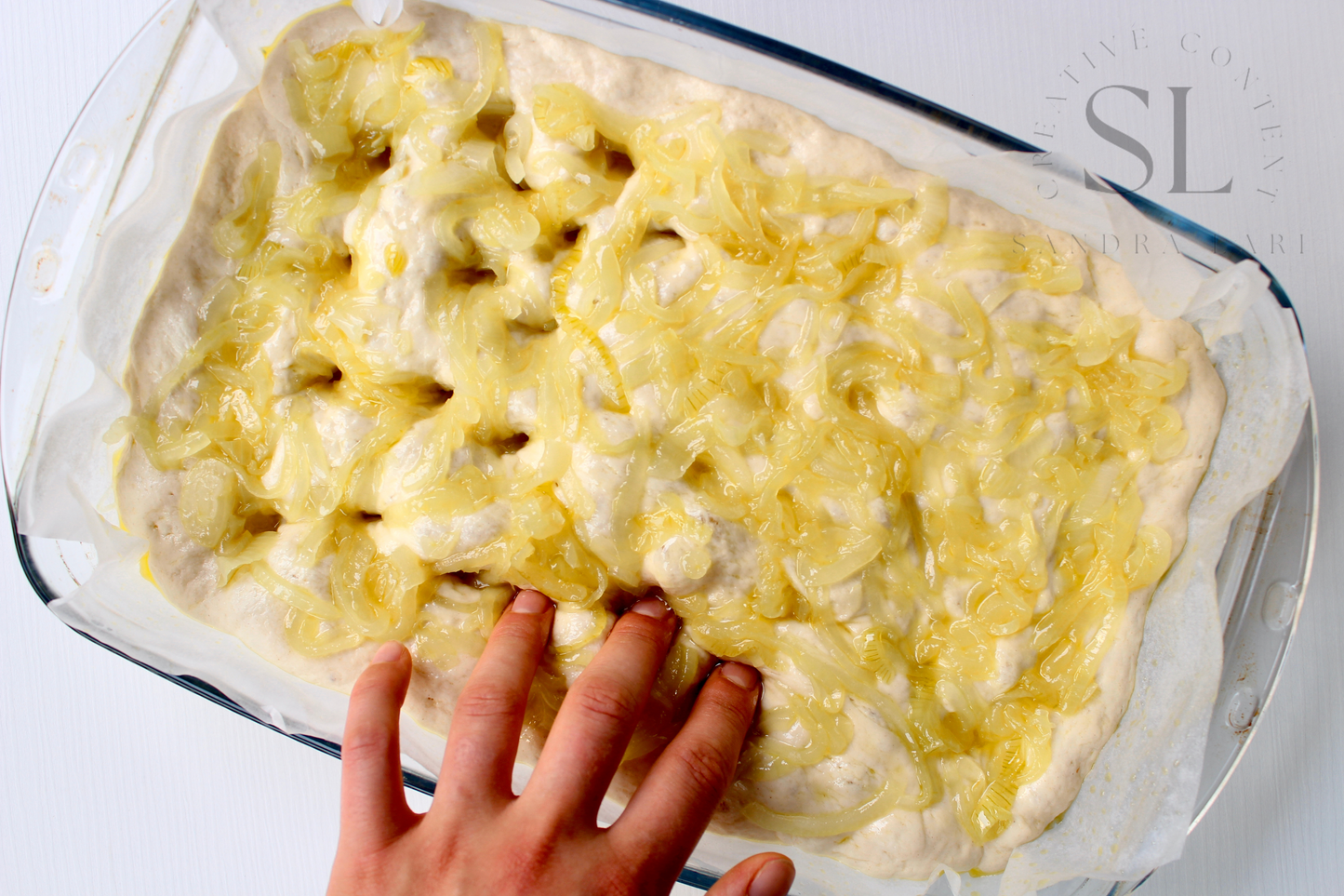 Easy Sourdough Focaccia with Caramelized Onions Set 1 of 3