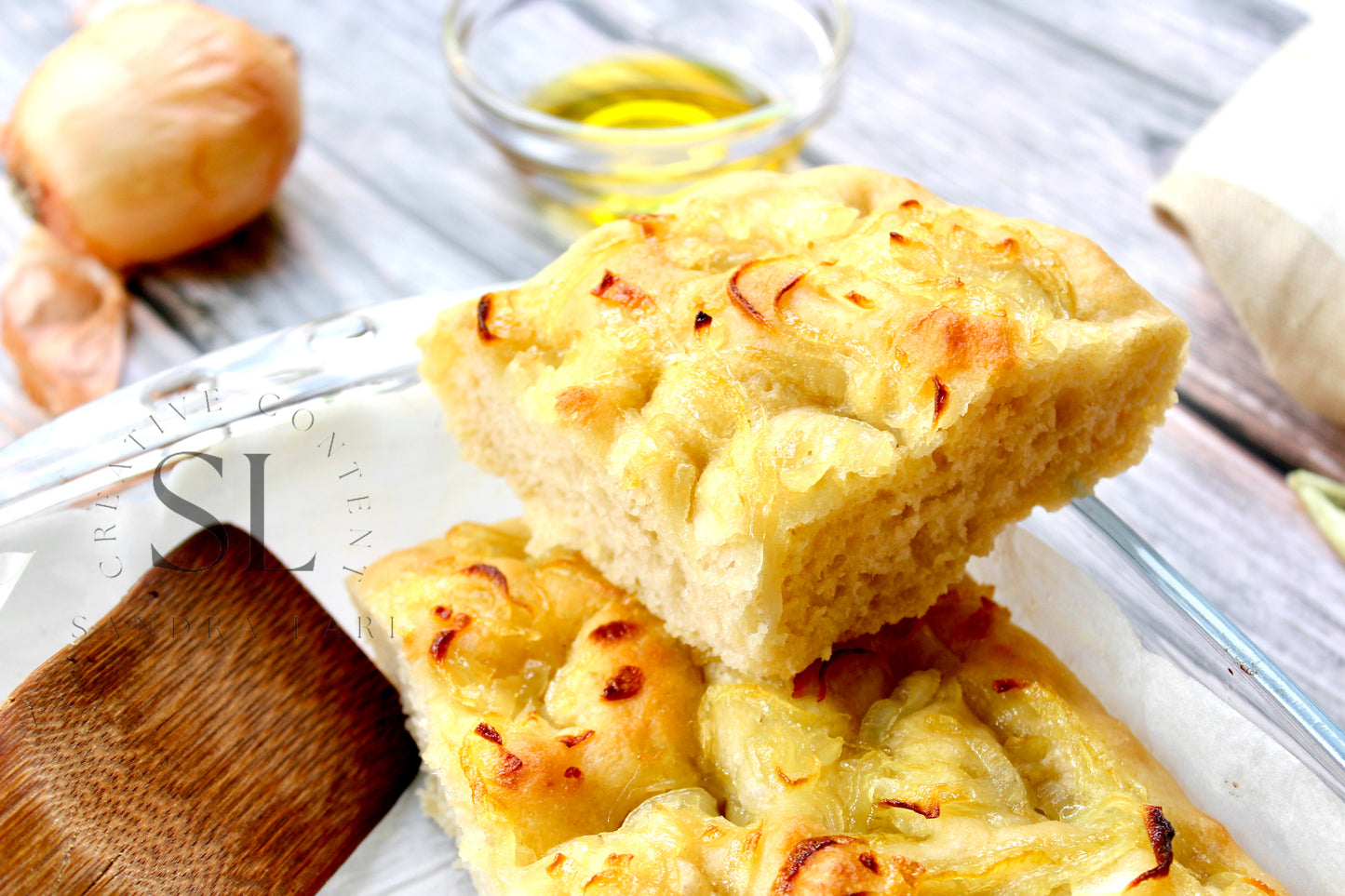 Easy Sourdough Focaccia with Caramelized Onions Set 1 of 3