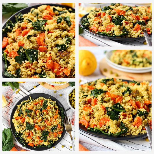 Vegan Roasted Veggies Quinoa Salad with Spinach - Set 3 of 3