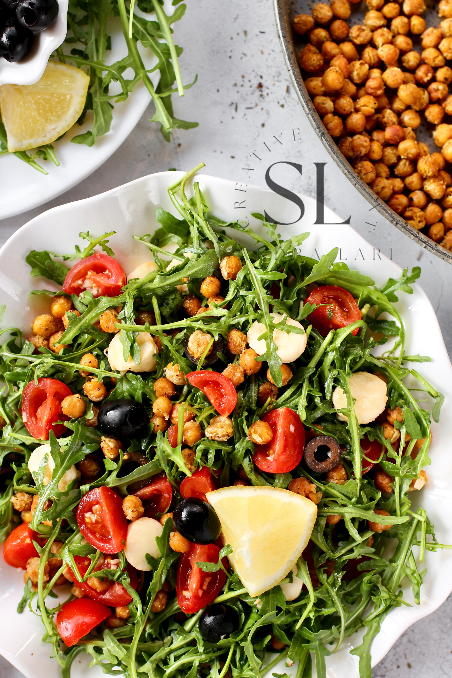 Caprese Arugula Salad with Roasted Chickpeas - Set 4 of 4