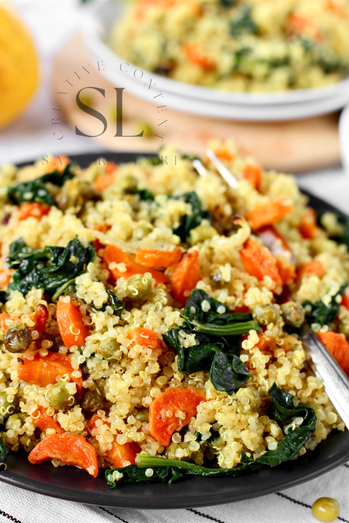 Vegan Roasted Veggies Quinoa Salad with Spinach - Set 3 of 3