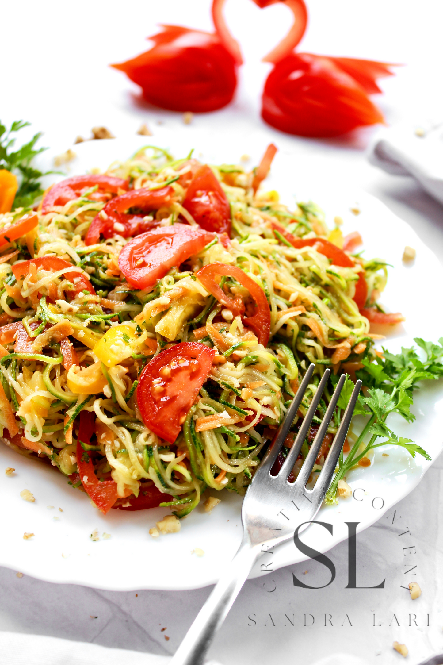Raw Zucchini Spaghetti Salad - Set 3 of 3