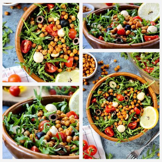 Caprese Arugula Salad with Roasted Chickpeas - Set 3 of 4
