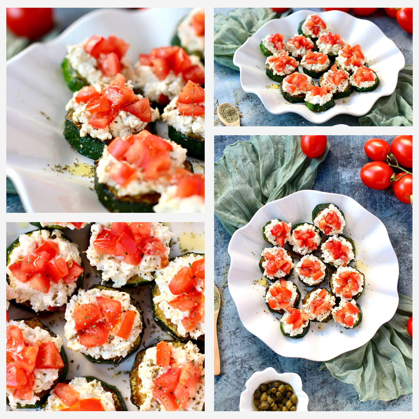 Zucchini Bites with Ricotta Cheese & Tomatoes - Set 2 of 3