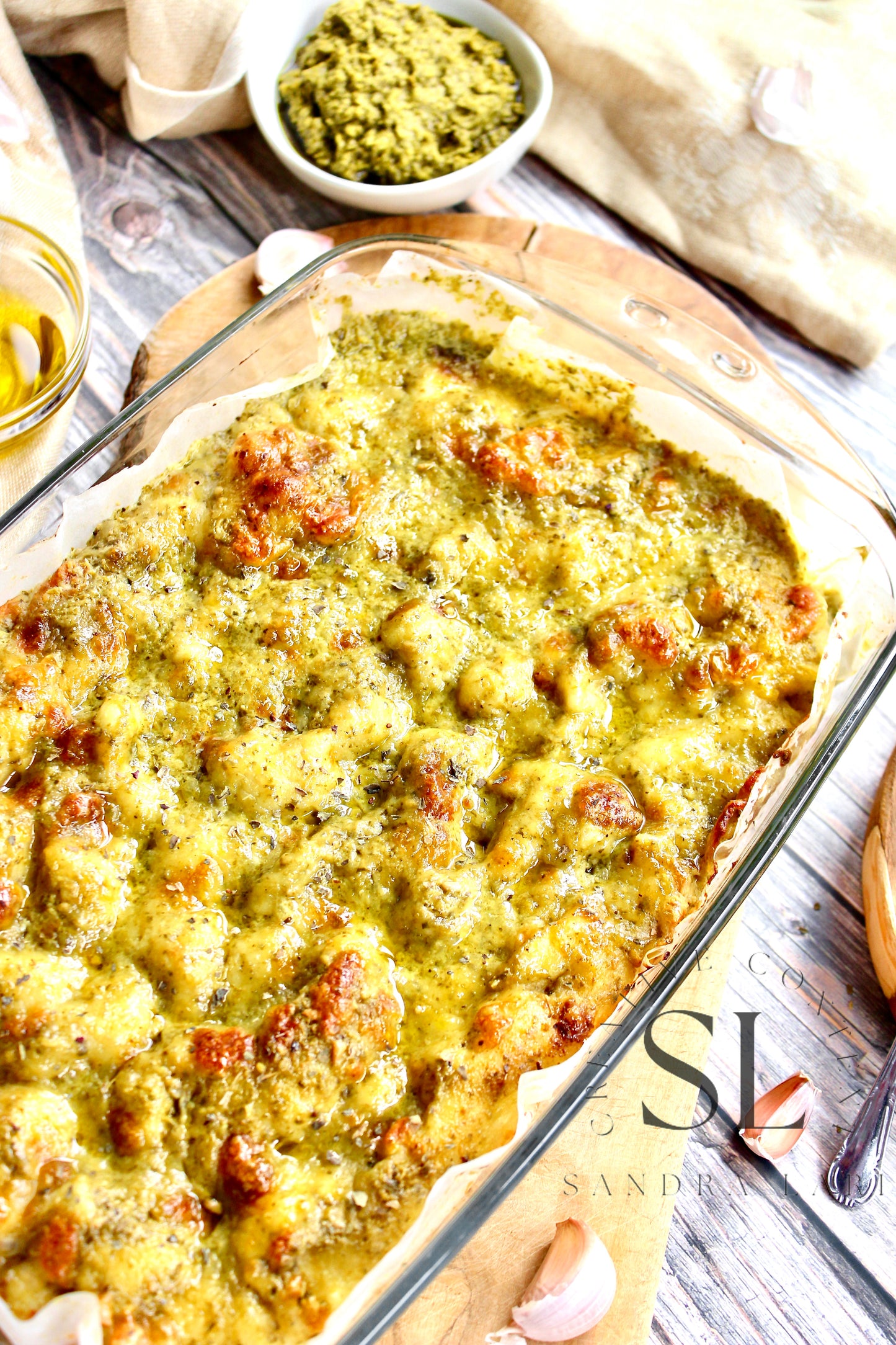 Sourdough Focaccia with Basil Pesto & Mozzarella Cheese - Exclusive
