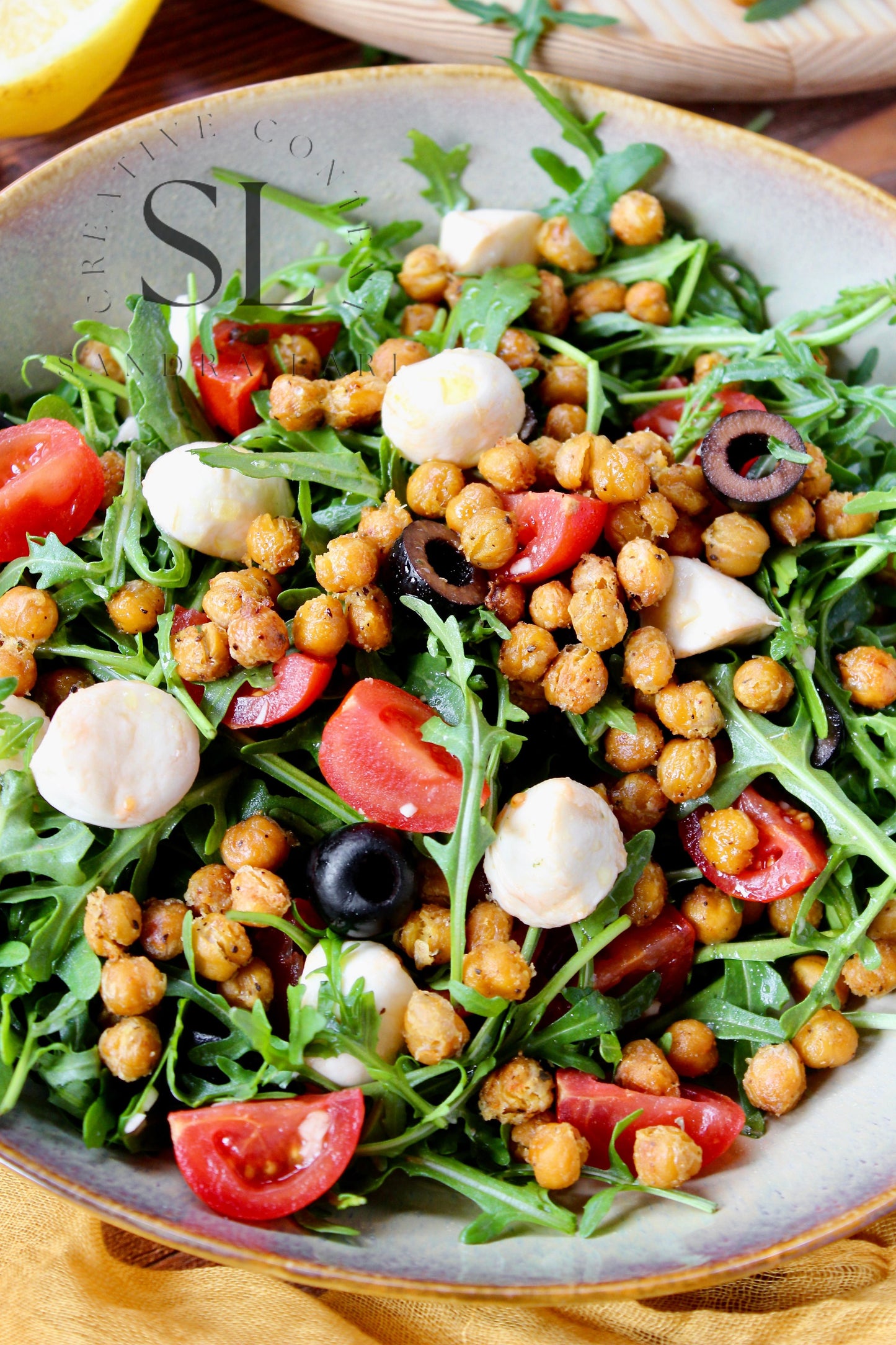 Caprese Arugula Salad with Roasted Chickpeas - Set 2 of 4