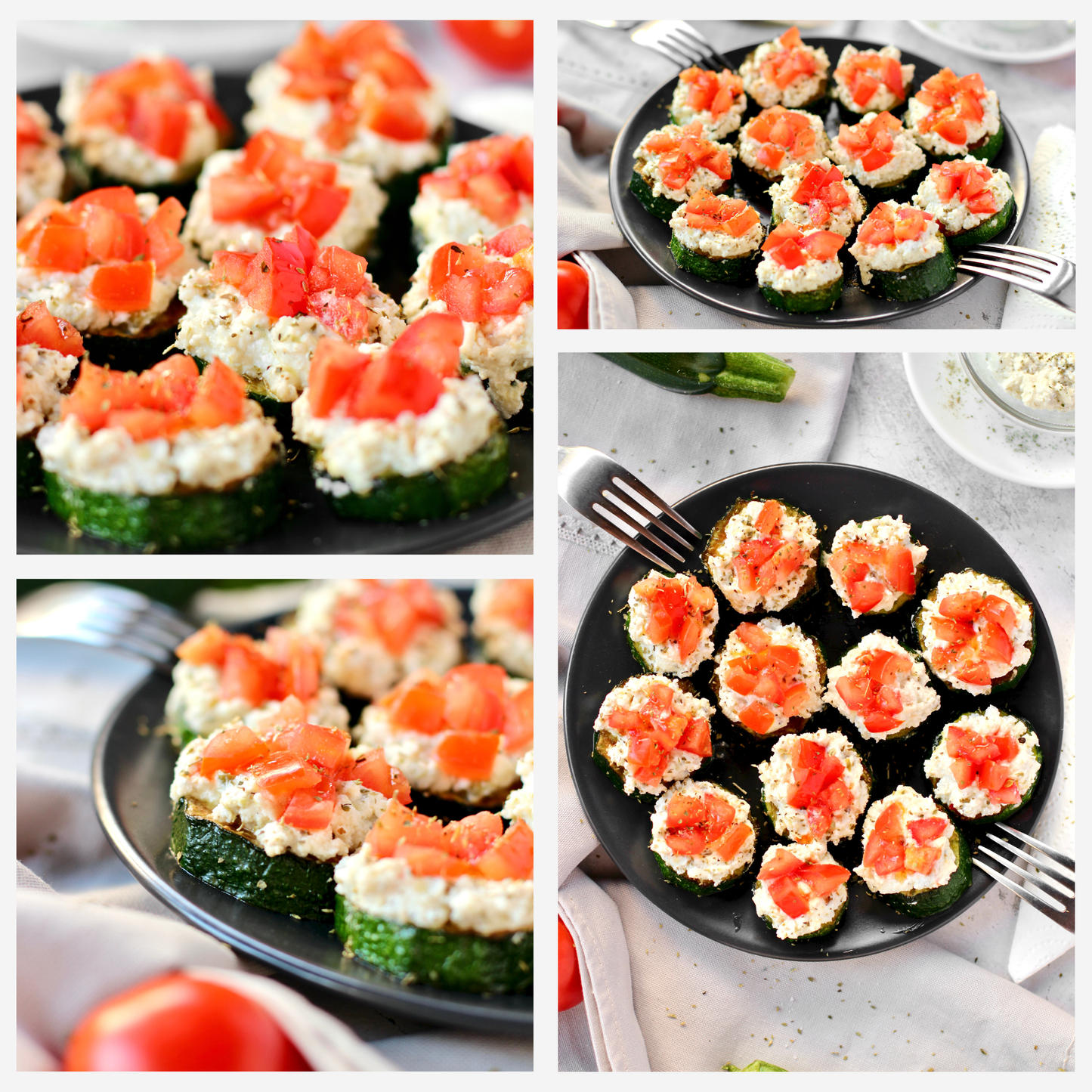 Zucchini Bites with Ricotta Cheese & Tomatoes - Set 3 of 3