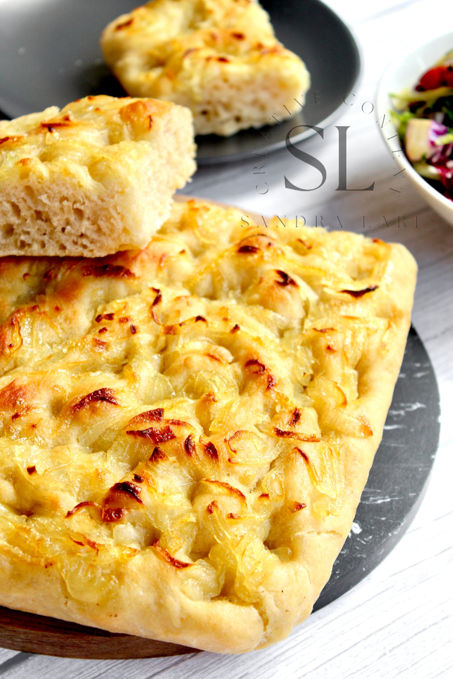Easy Sourdough Focaccia with Caramelized Onions Set 3 of 3