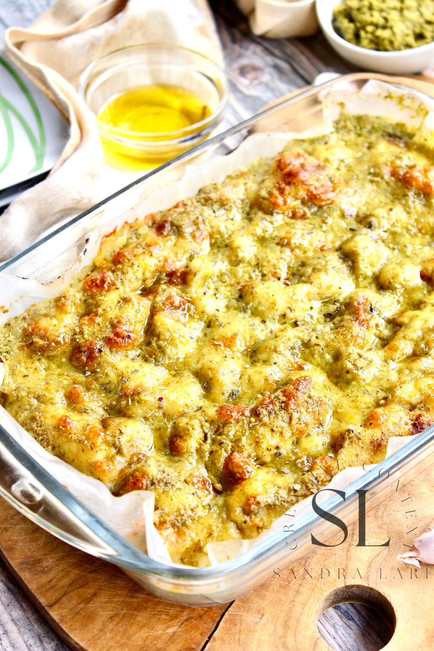 Sourdough Focaccia with Basil Pesto & Mozzarella Cheese - Exclusive