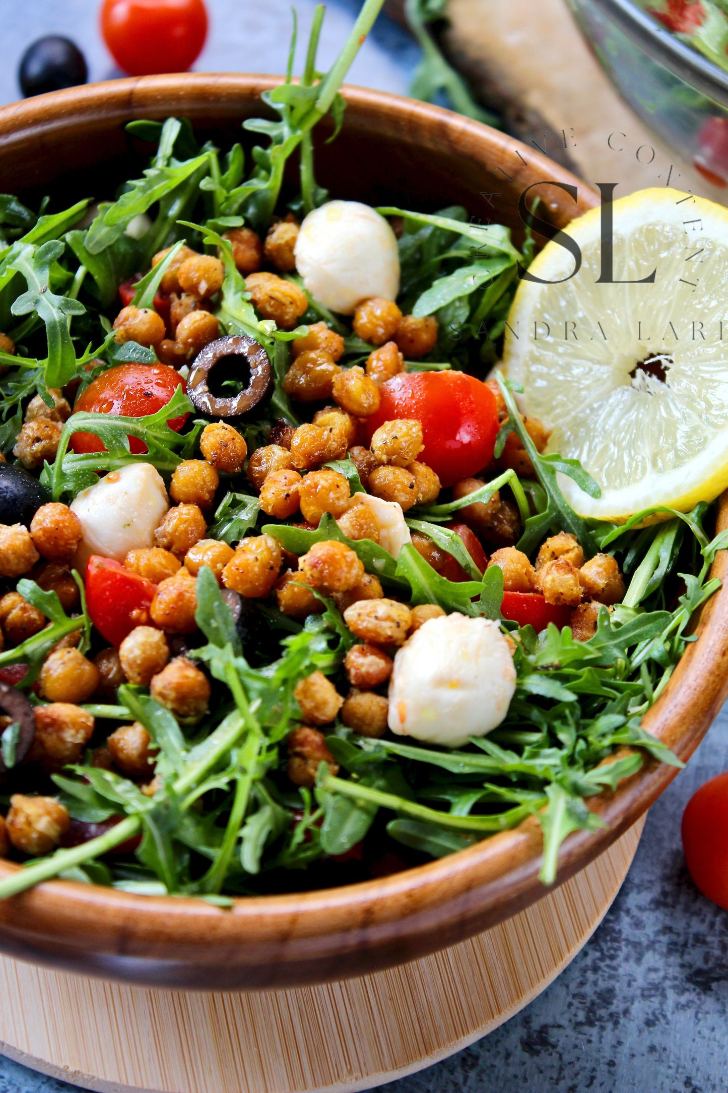 Caprese Arugula Salad with Roasted Chickpeas - Set 3 of 4