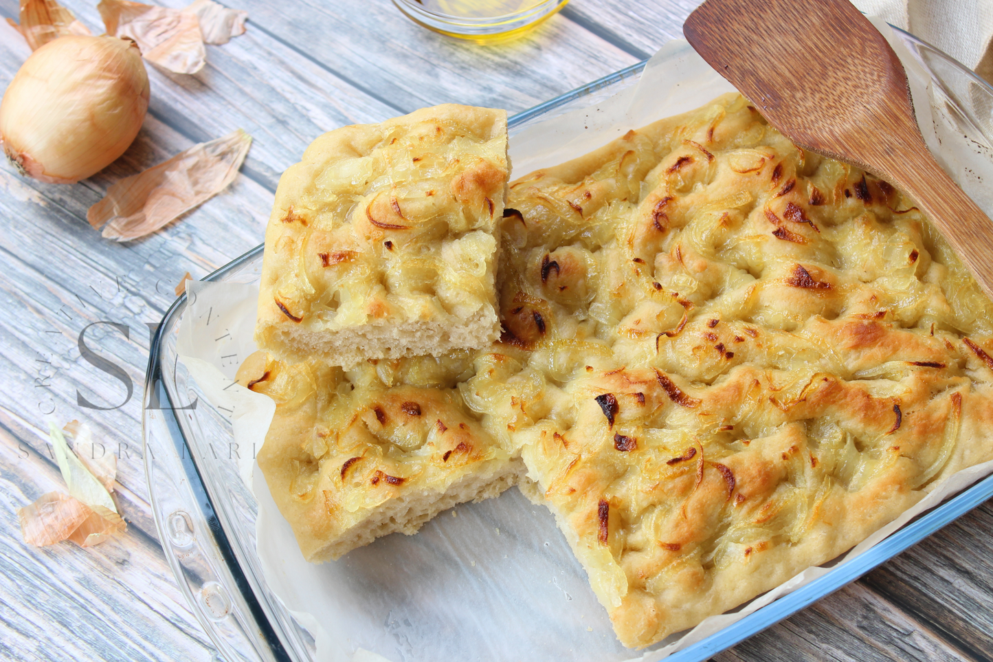 Easy Sourdough Focaccia with Caramelized Onions Set 1 of 3