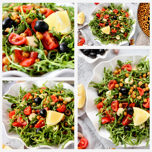 Caprese Arugula Salad with Roasted Chickpeas - Set 4 of 4