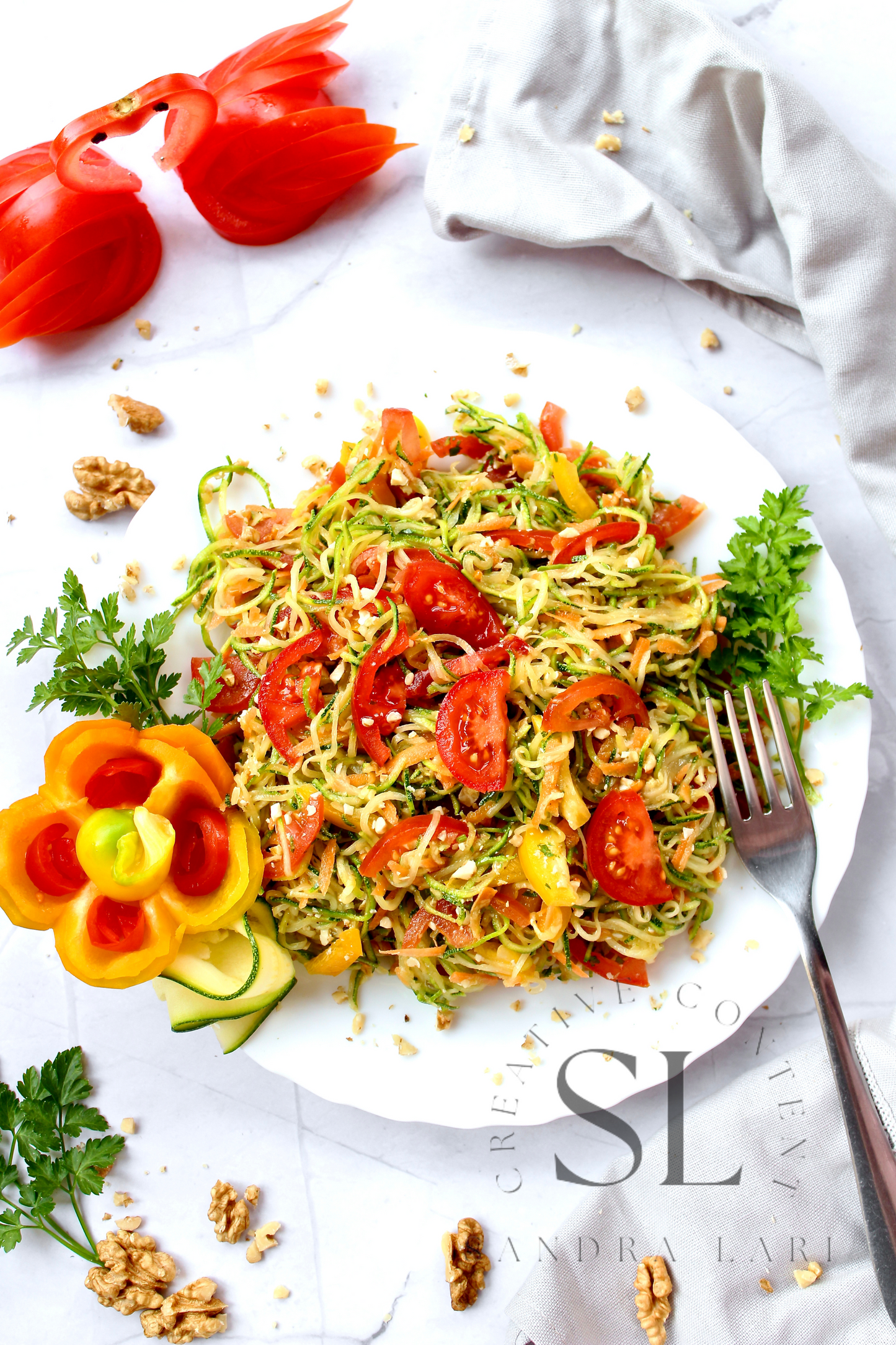 Raw Zucchini Spaghetti Salad - Set 3 of 3