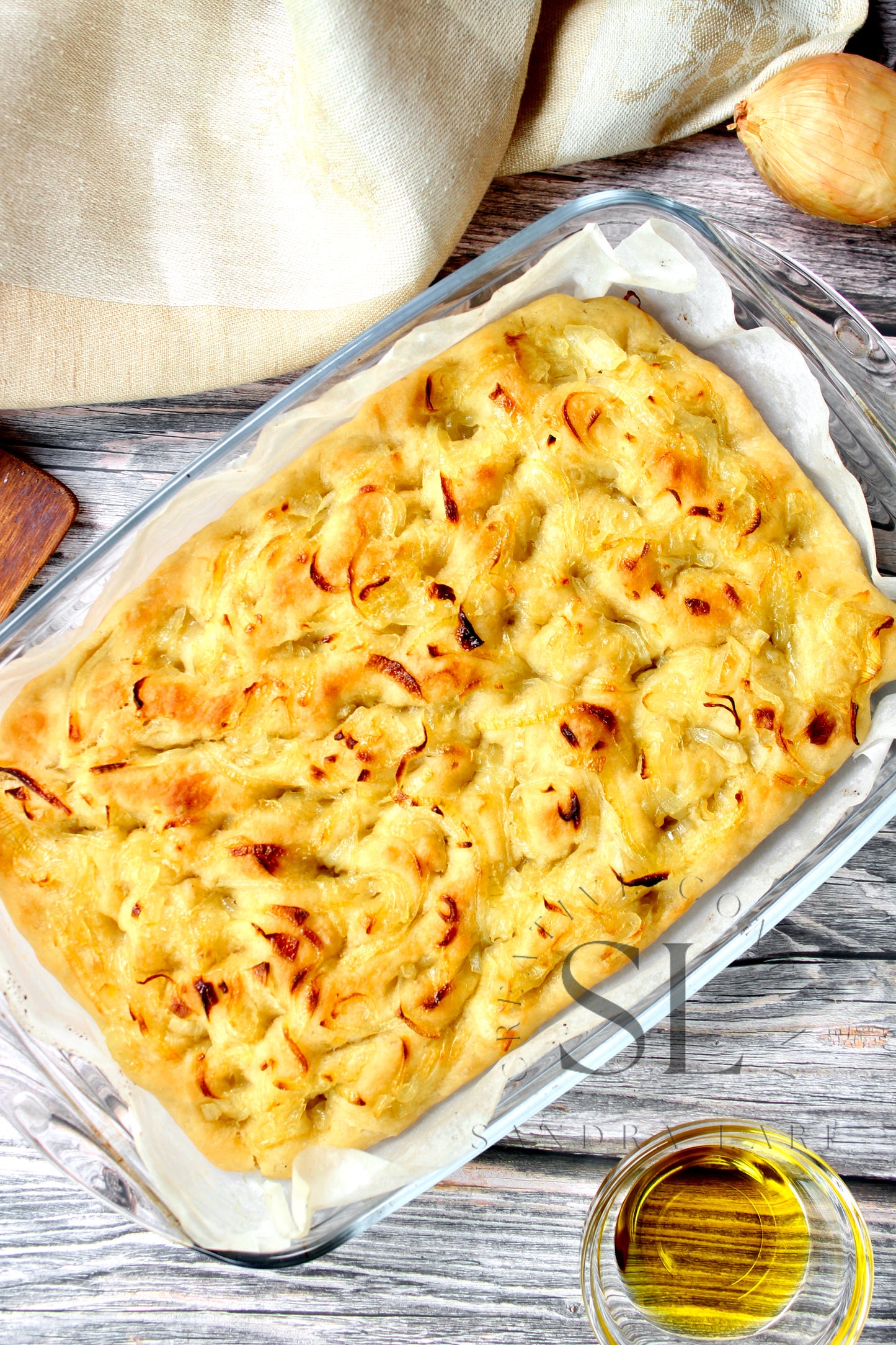 Easy Sourdough Focaccia with Caramelized Onions Set 1 of 3