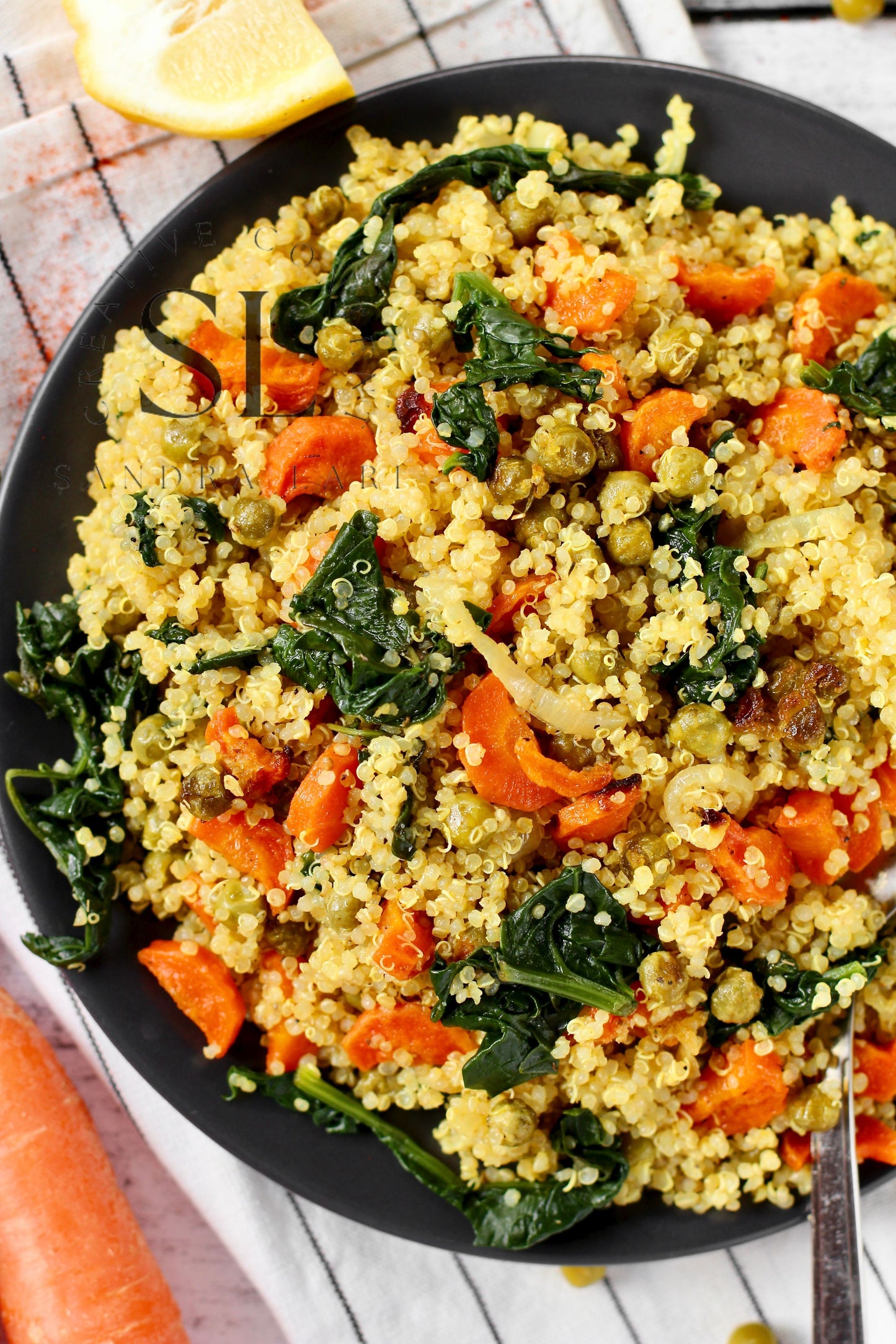 Vegan Roasted Veggies Quinoa Salad with Spinach - Set 3 of 3