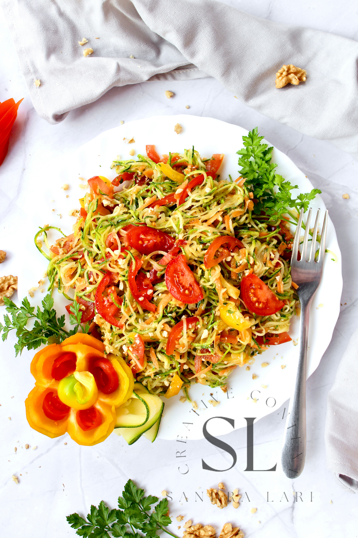 Raw Zucchini Spaghetti Salad - Set 3 of 3