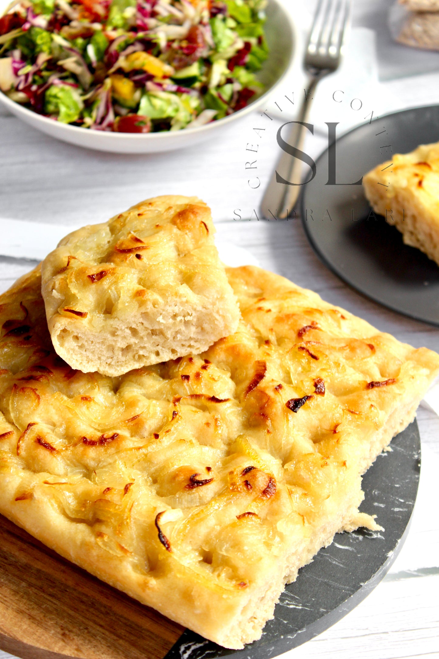 Easy Sourdough Focaccia with Caramelized Onions Set 3 of 3