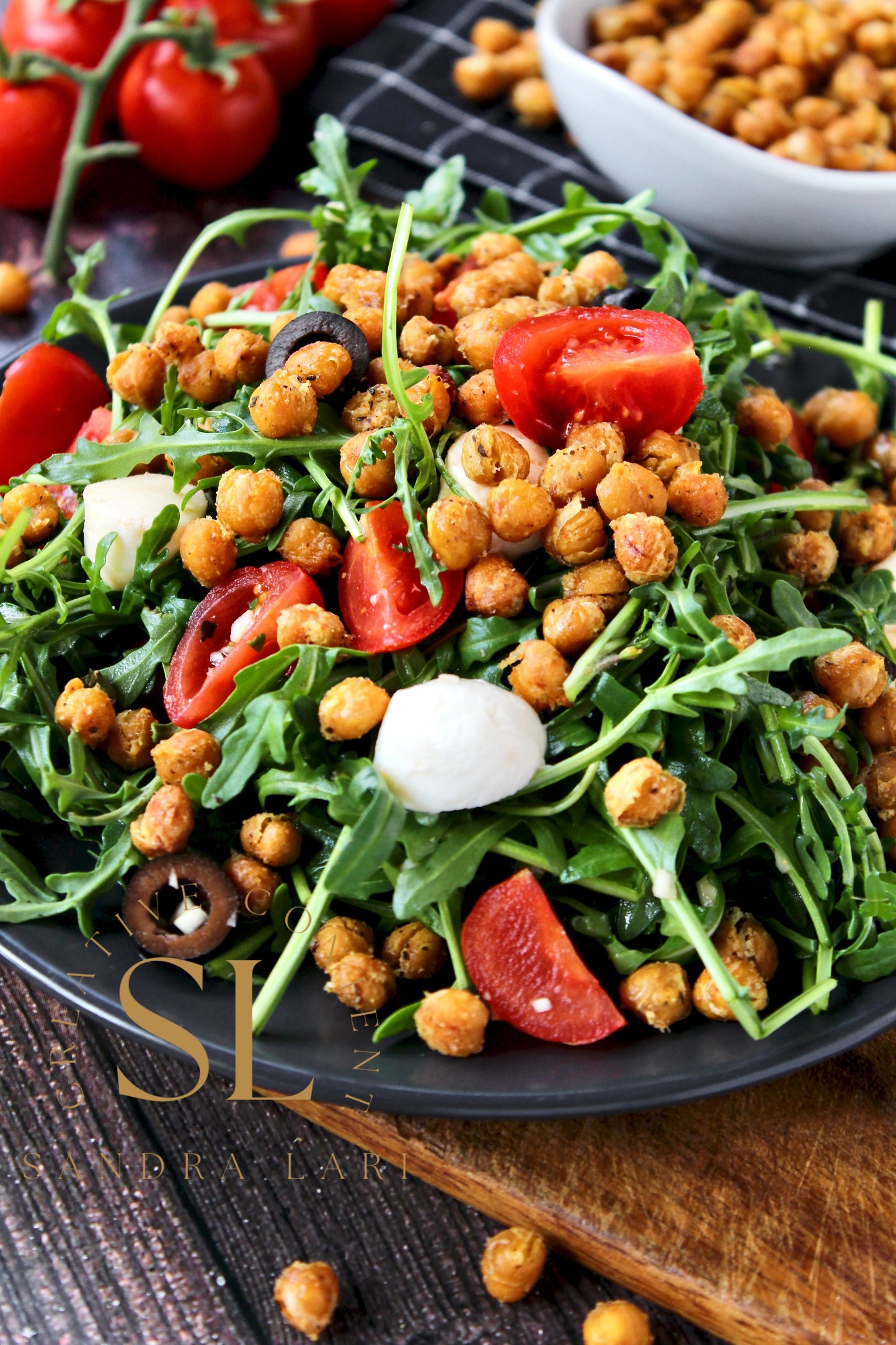 Caprese Arugula Salad with Roasted Chickpeas - Set 1 of 4