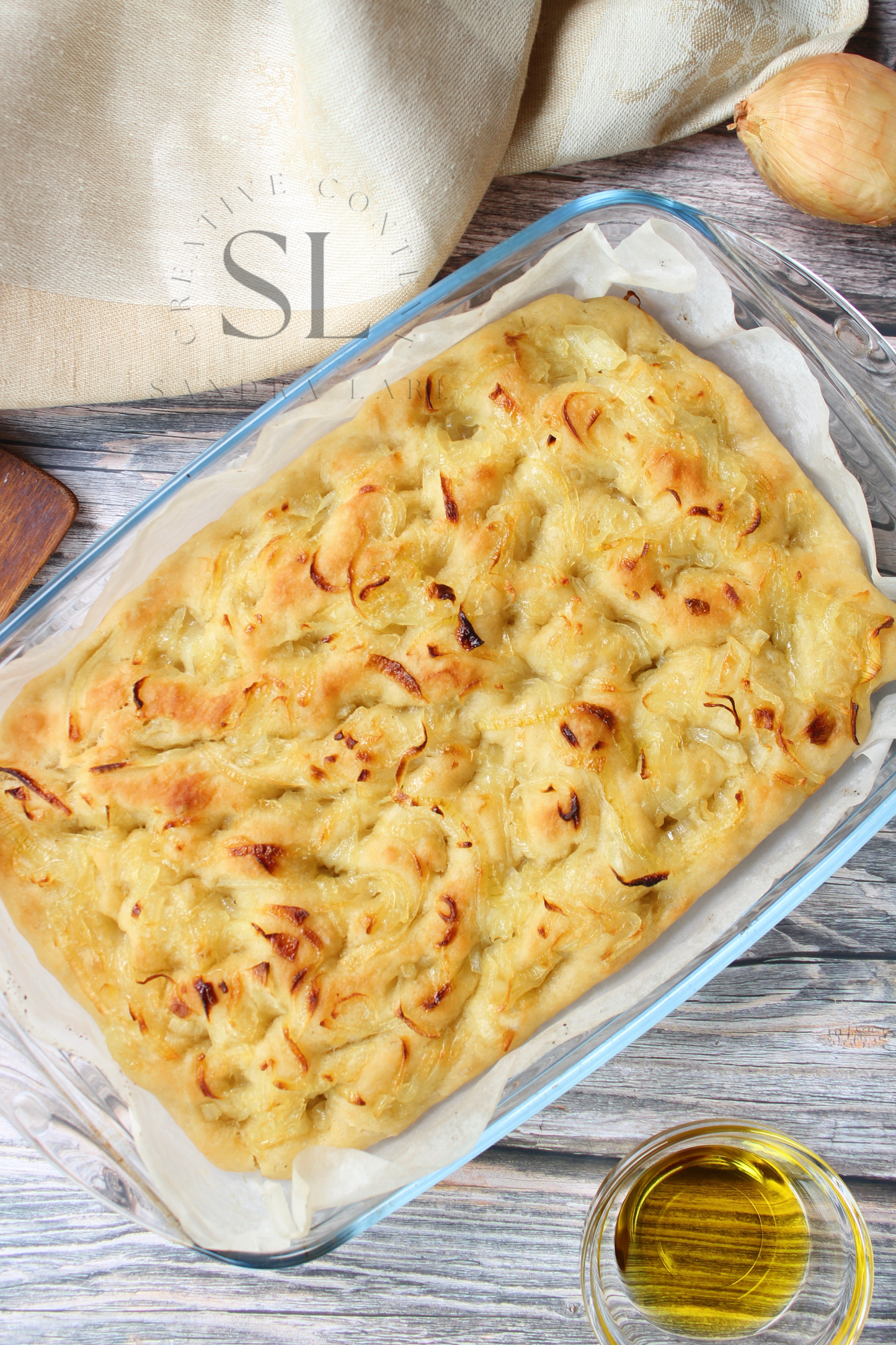 Easy Sourdough Focaccia with Caramelized Onions Set 1 of 3