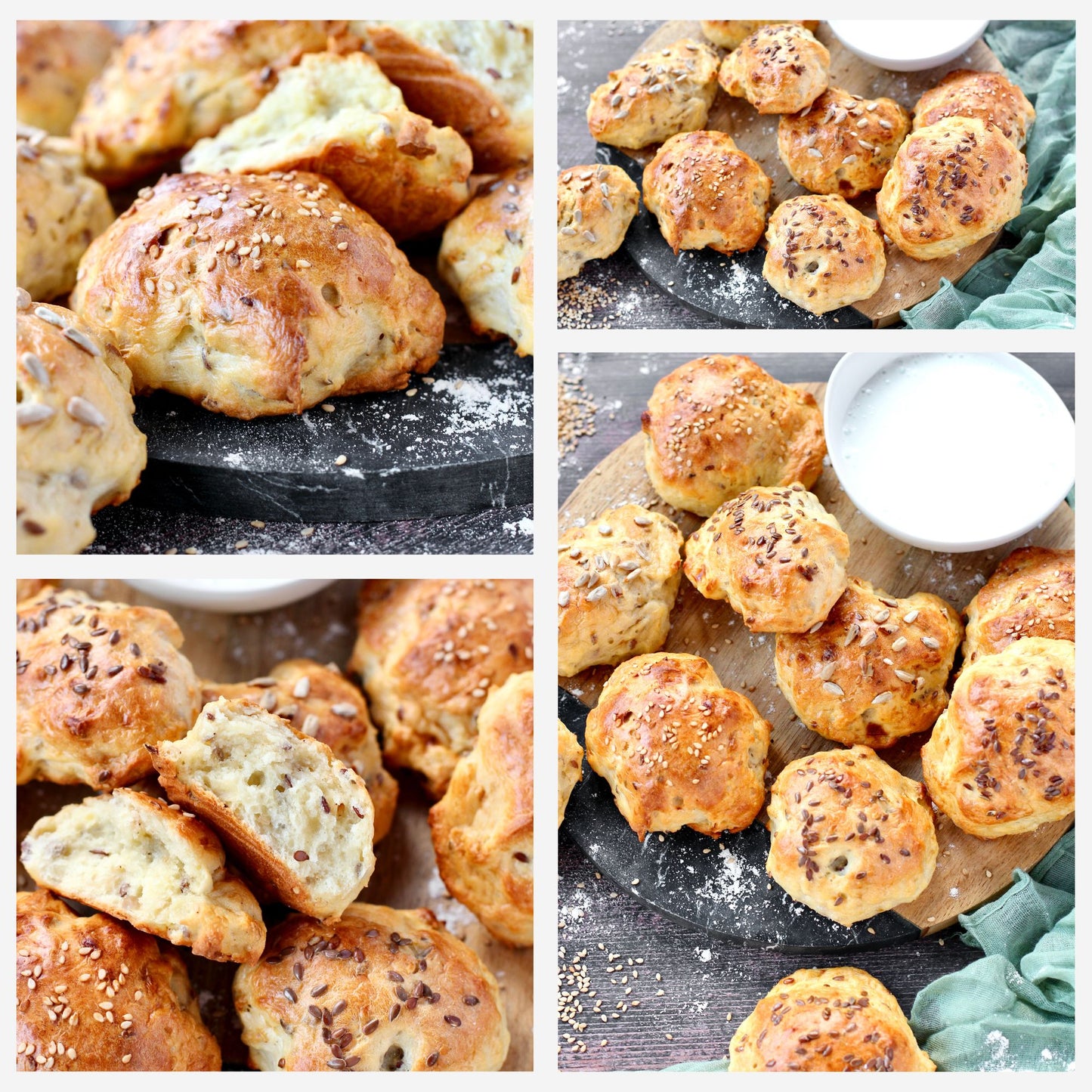 Rustic No Yeast Bread Mini Rolls - Set 2 of 4