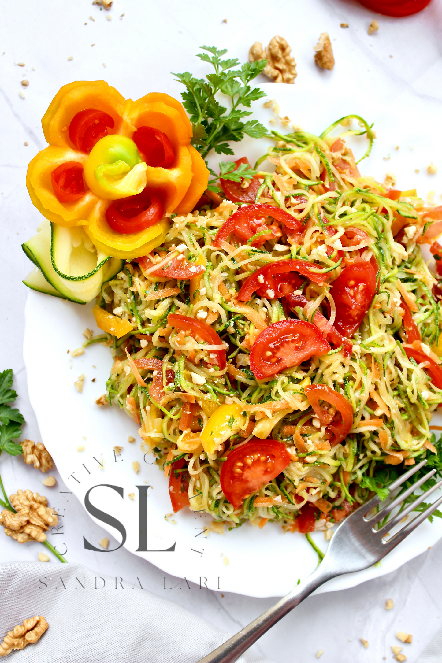 Raw Zucchini Spaghetti Salad - Set 3 of 3