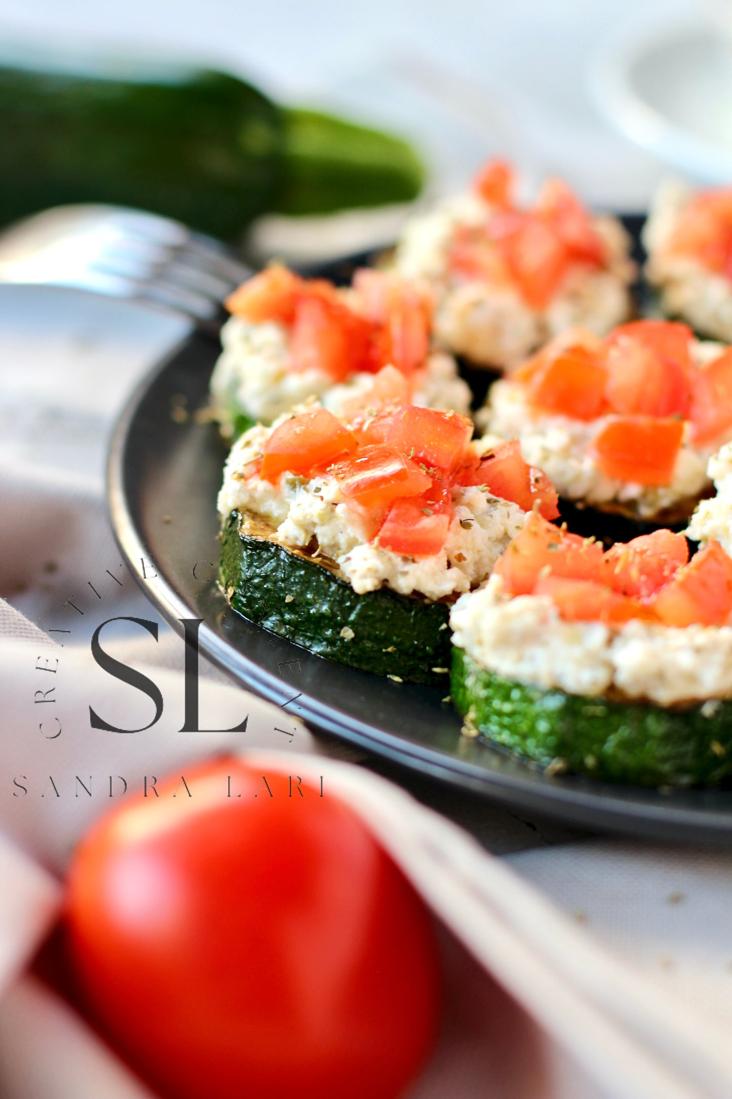 Zucchini Bites with Ricotta Cheese & Tomatoes - Set 3 of 3