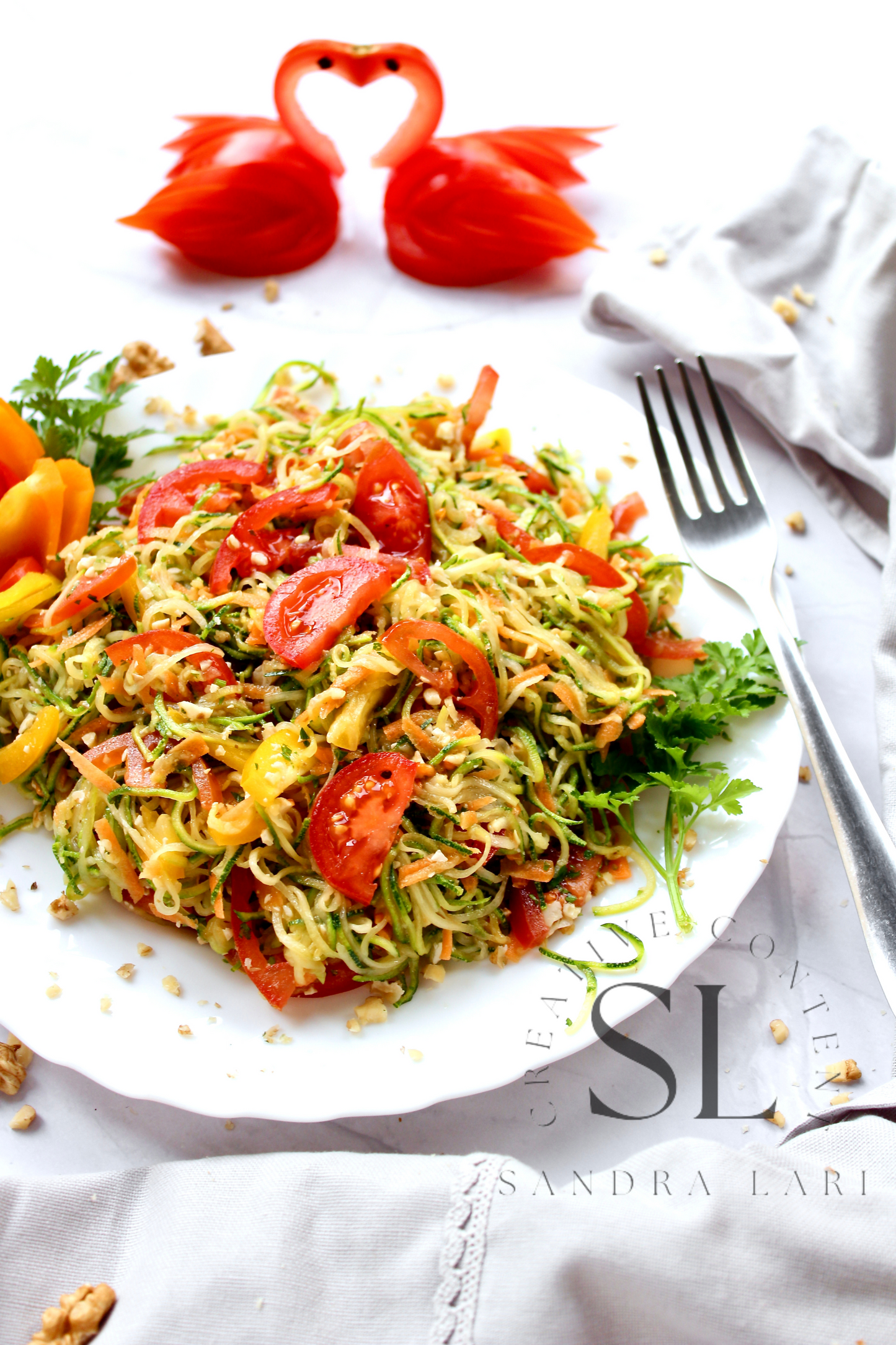 Raw Zucchini Spaghetti Salad - Set 3 of 3
