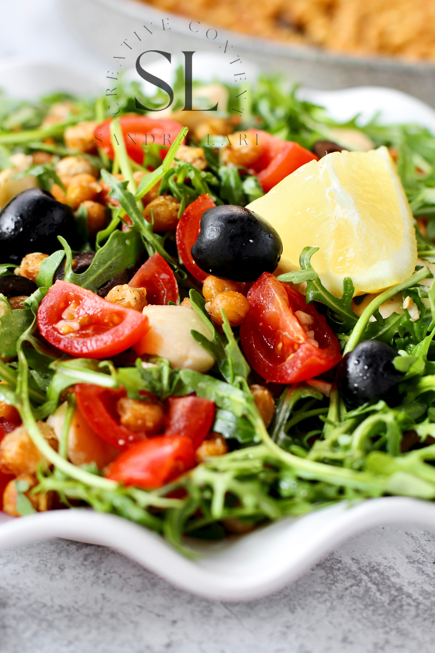 Caprese Arugula Salad with Roasted Chickpeas - Set 4 of 4