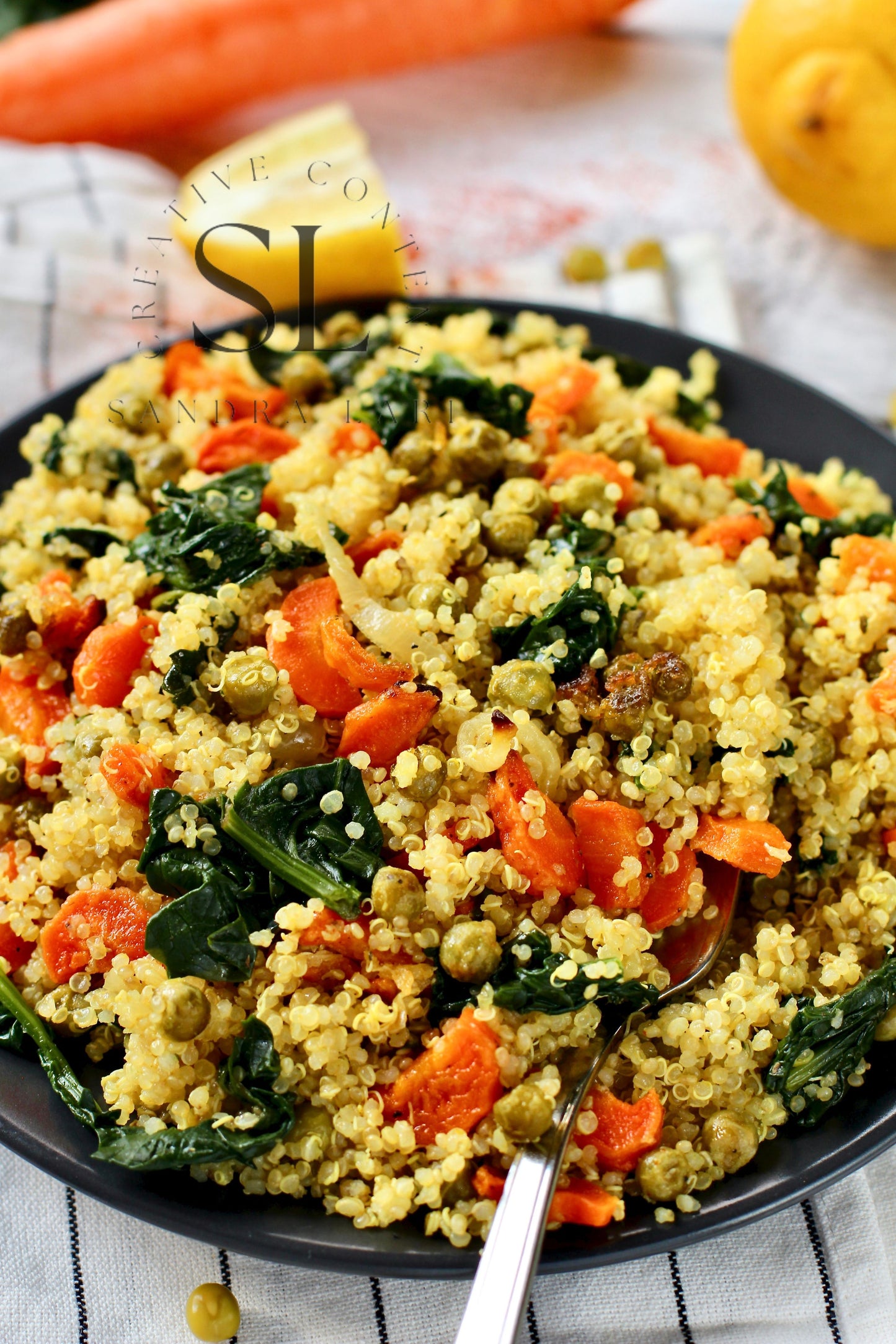Vegan Roasted Veggies Quinoa Salad with Spinach - Set 3 of 3