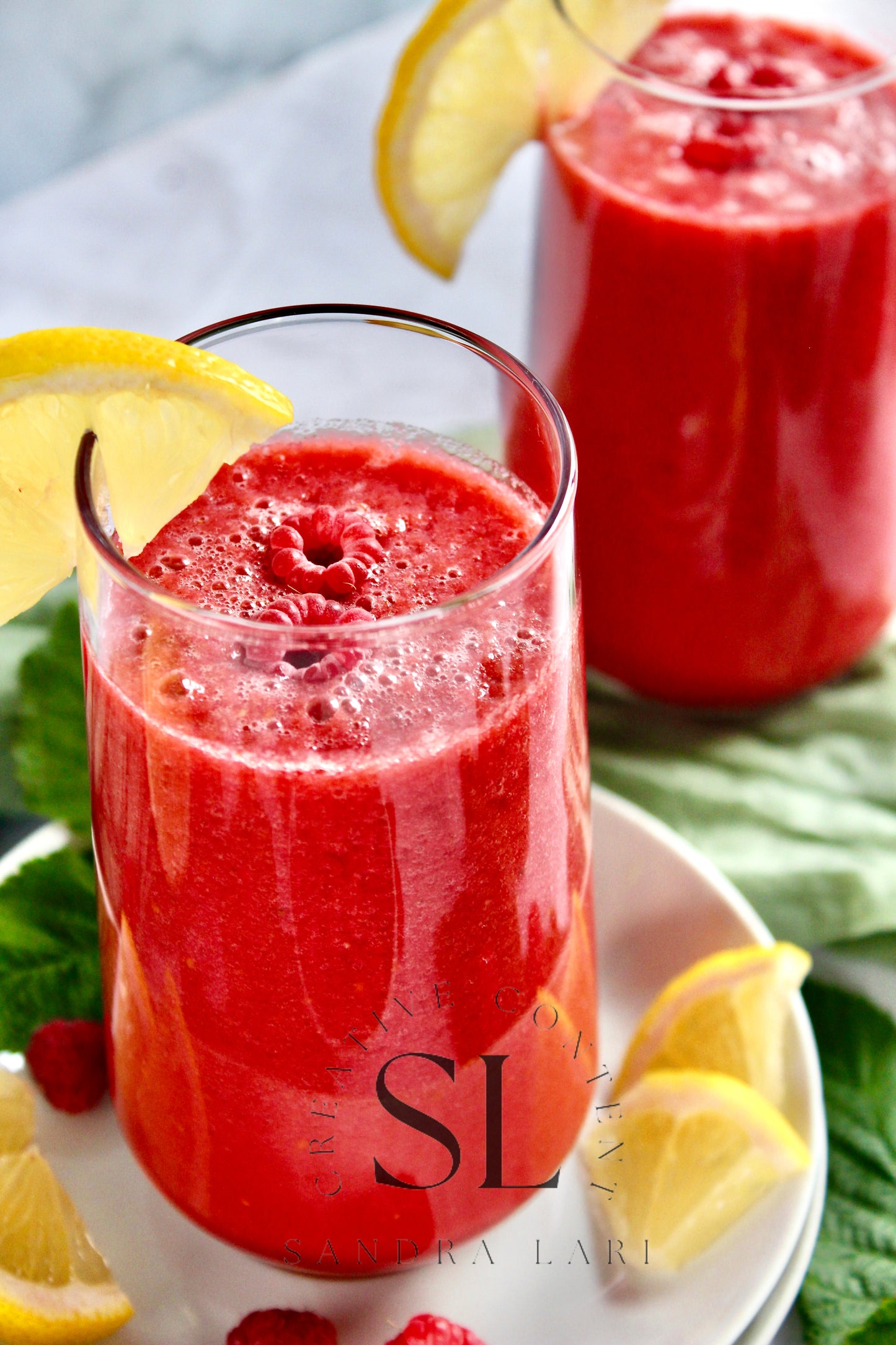 Raw Vegan Raspberry-Lemon Smoothie  - Set 4 of 4