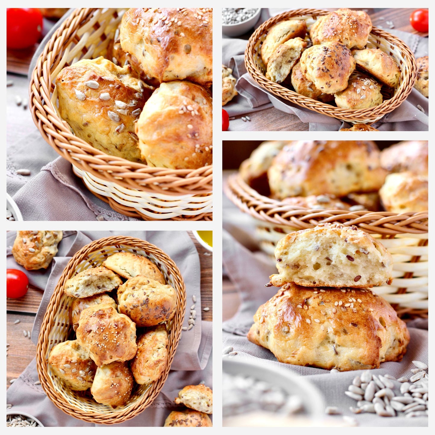 Rustic No Yeast Bread Mini Rolls - Set 3 of 4