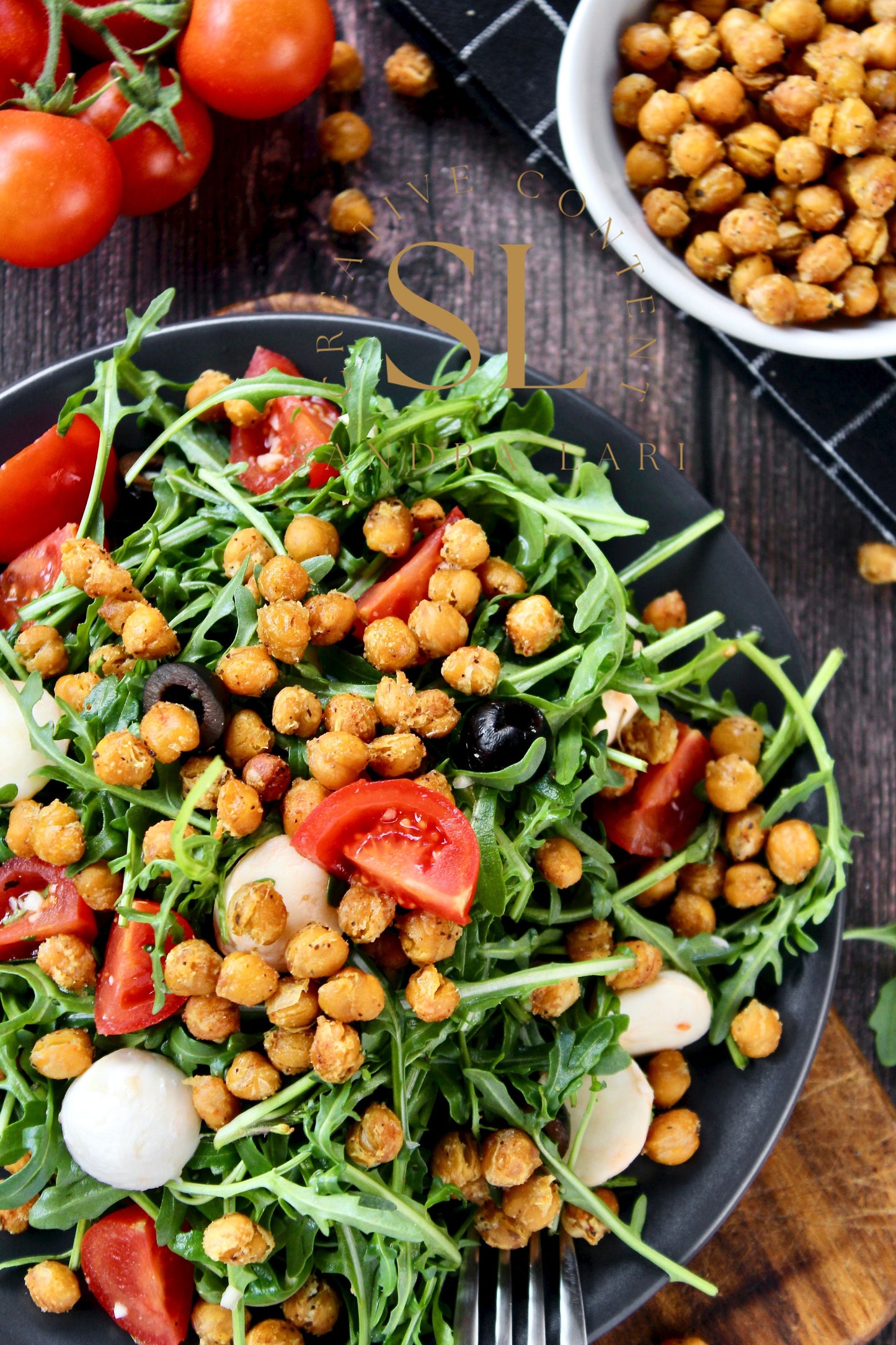 Caprese Arugula Salad with Roasted Chickpeas - Set 1 of 4