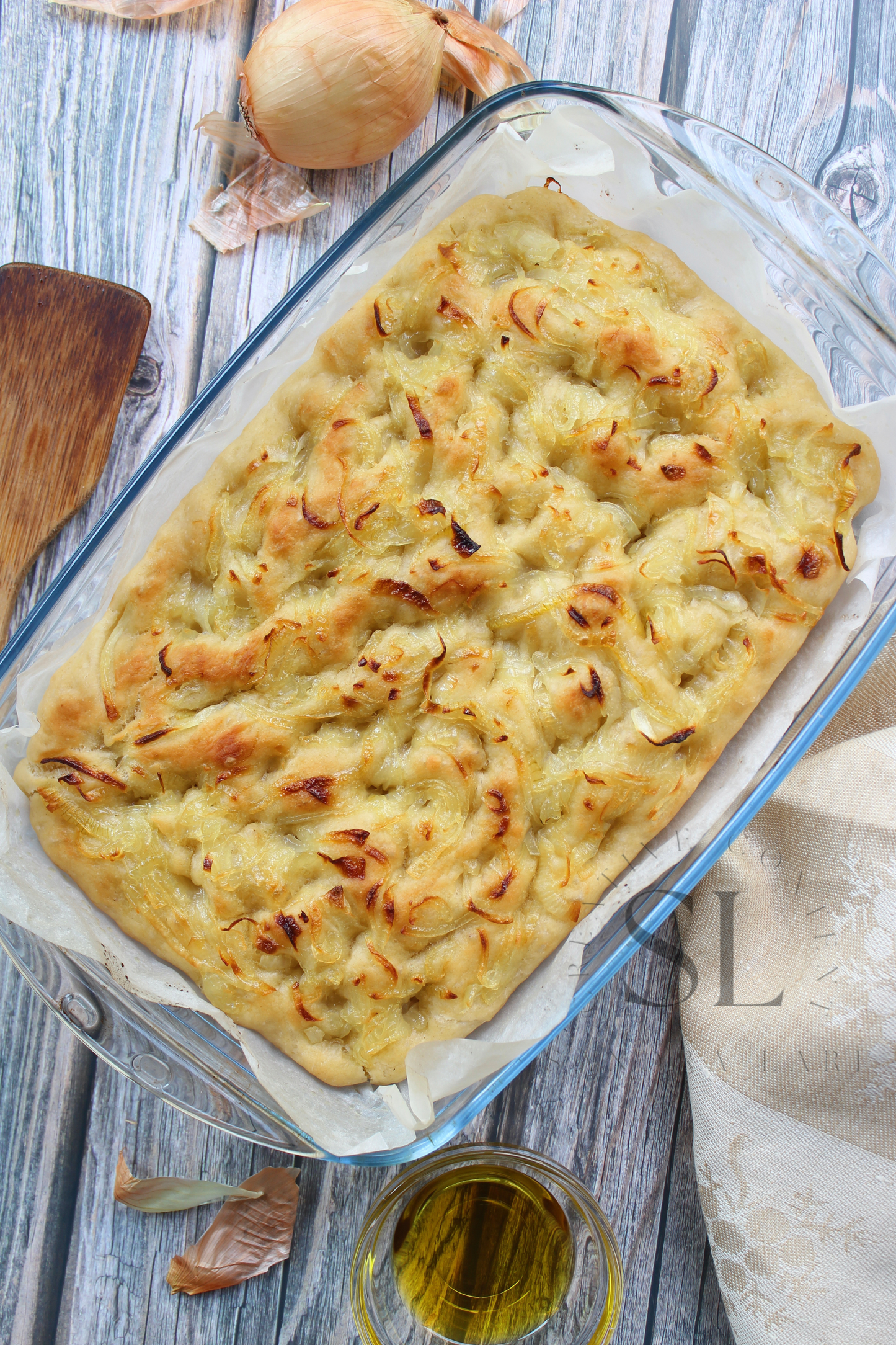 Easy Sourdough Focaccia with Caramelized Onions Set 1 of 3