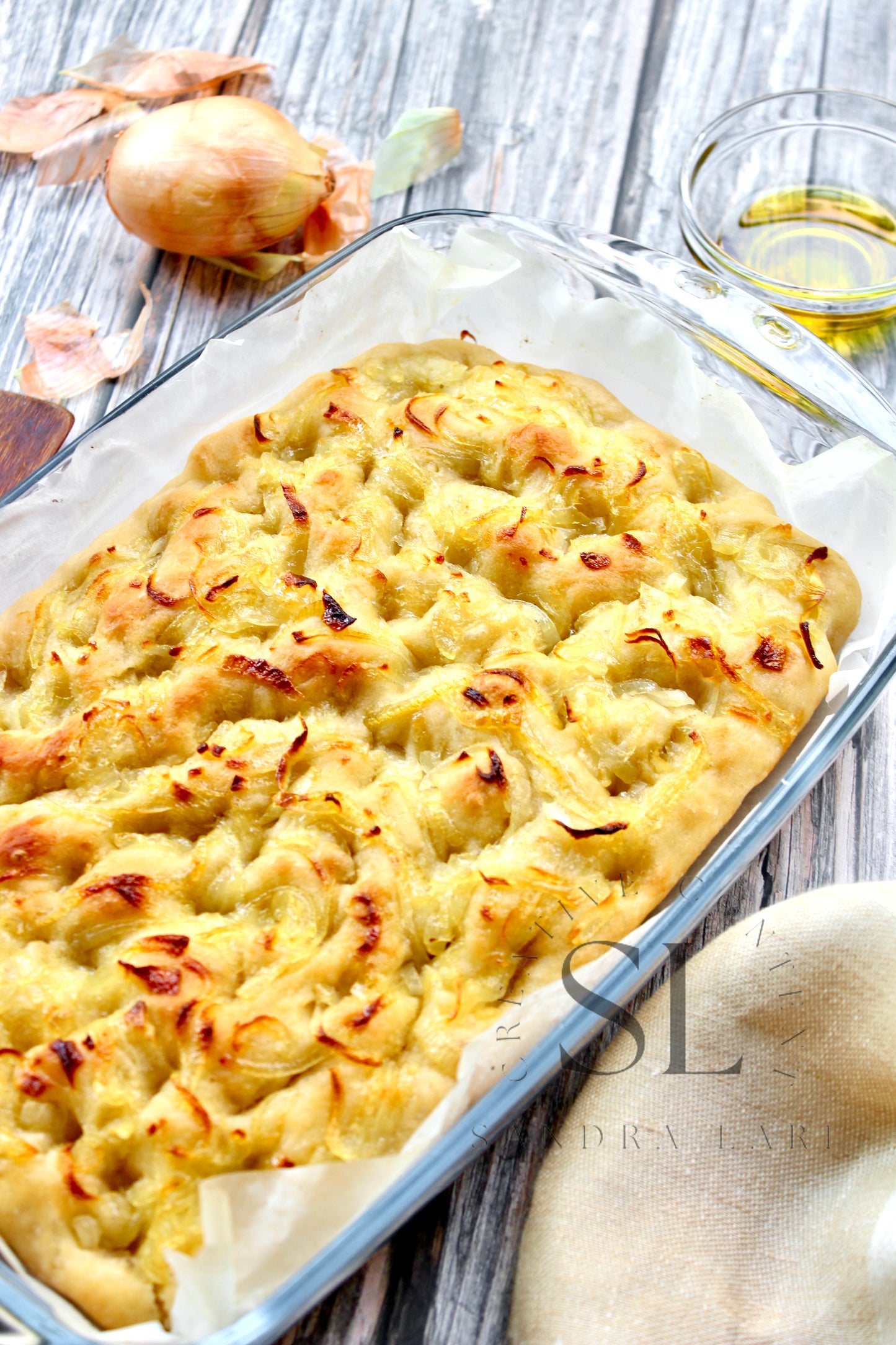 Easy Sourdough Focaccia with Caramelized Onions Set 1 of 3