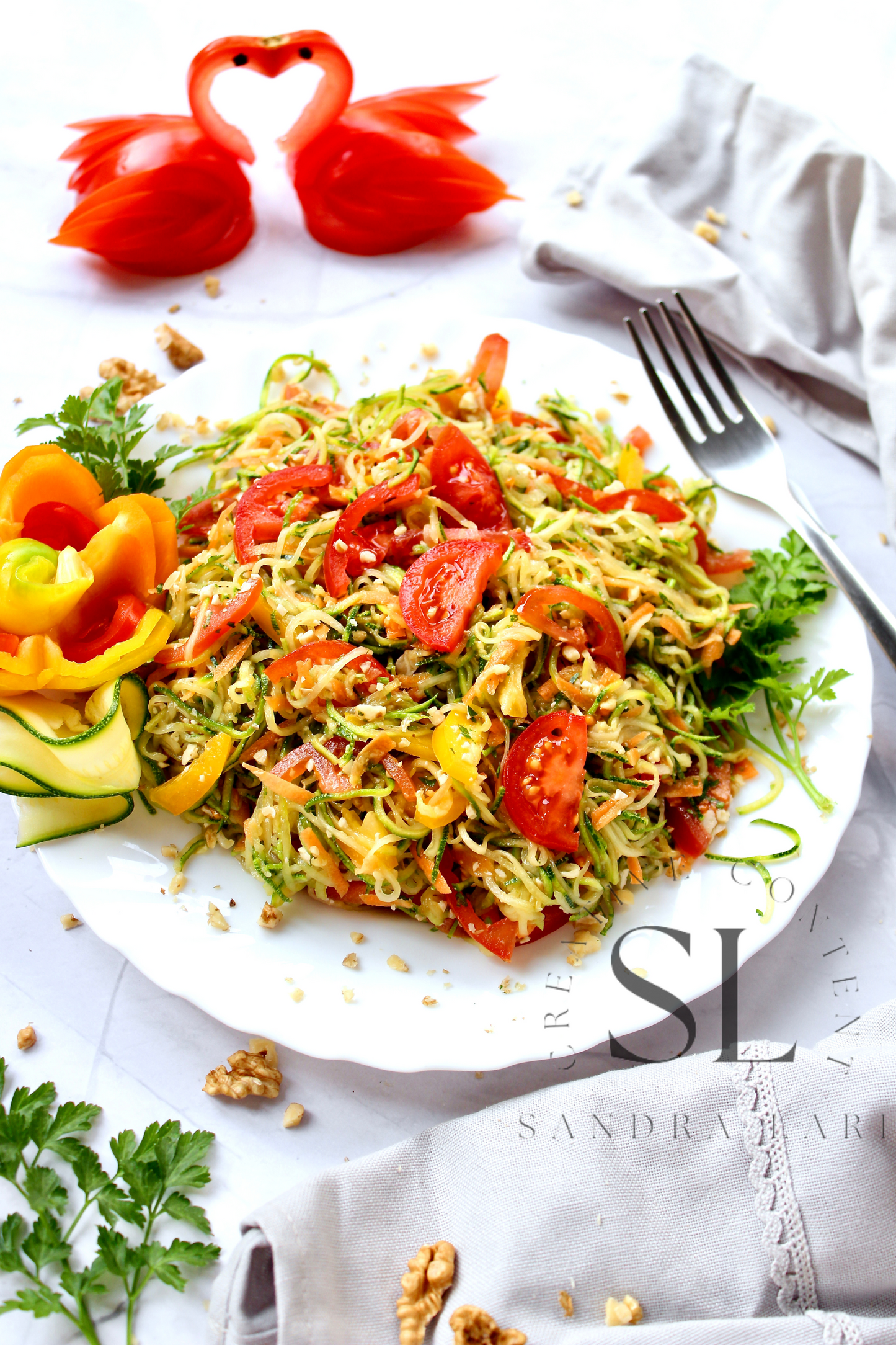 Raw Zucchini Spaghetti Salad - Set 3 of 3