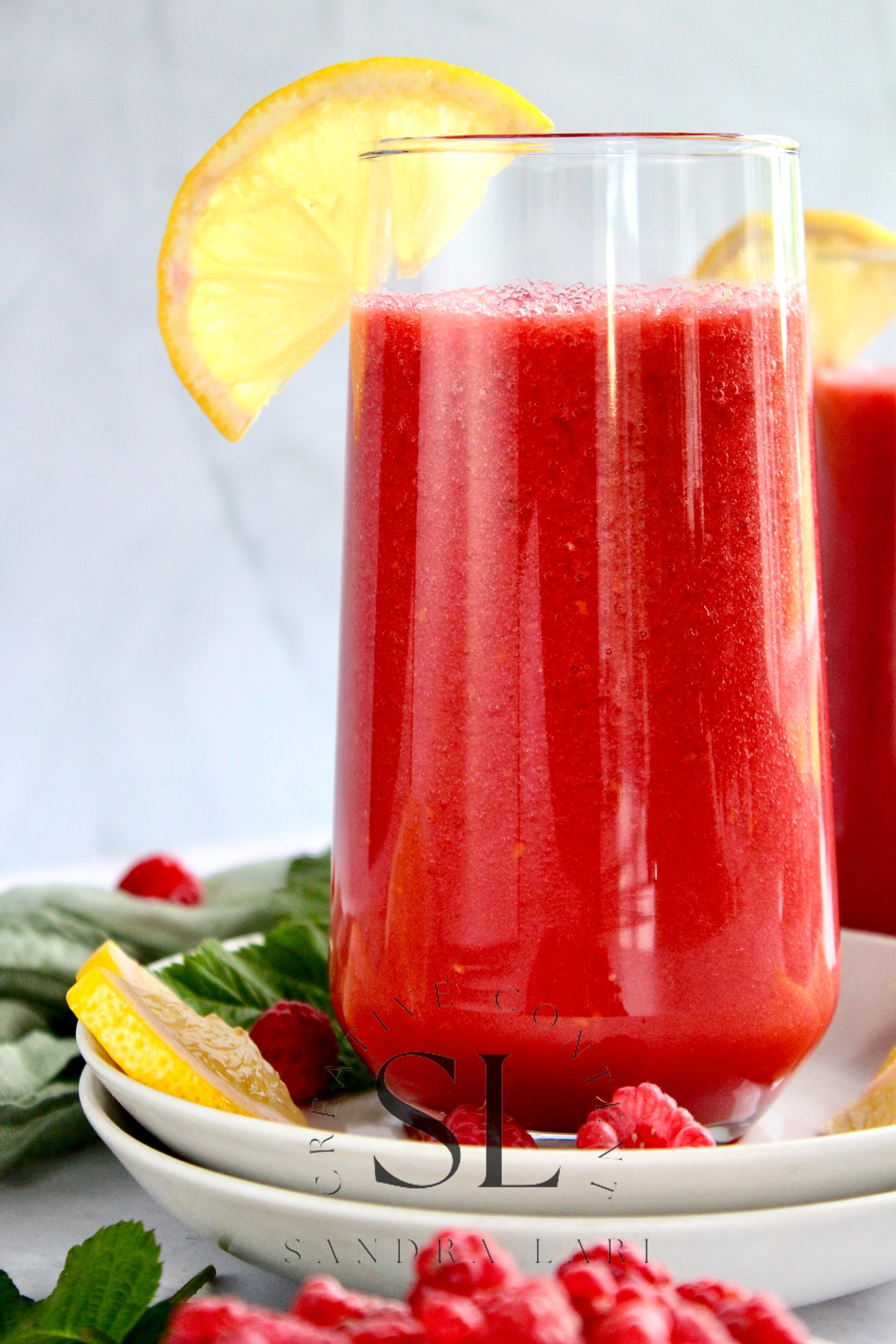 Raw Vegan Raspberry-Lemon Smoothie  - Set 4 of 4