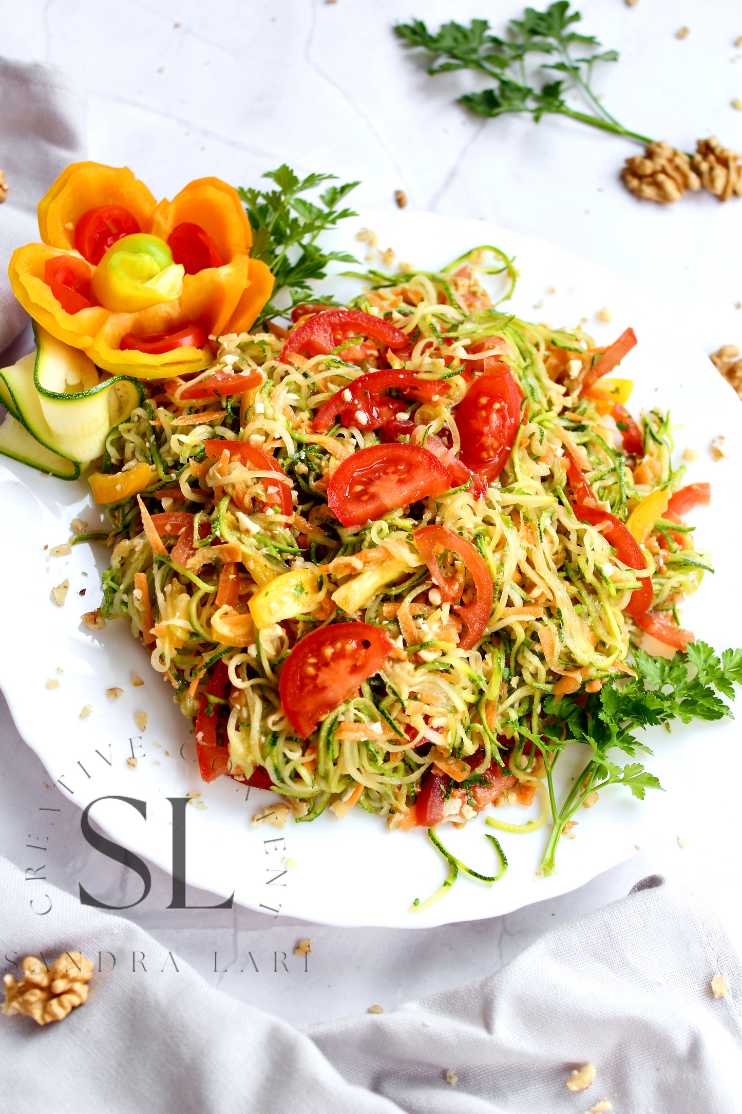 Raw Zucchini Spaghetti Salad - Set 3 of 3