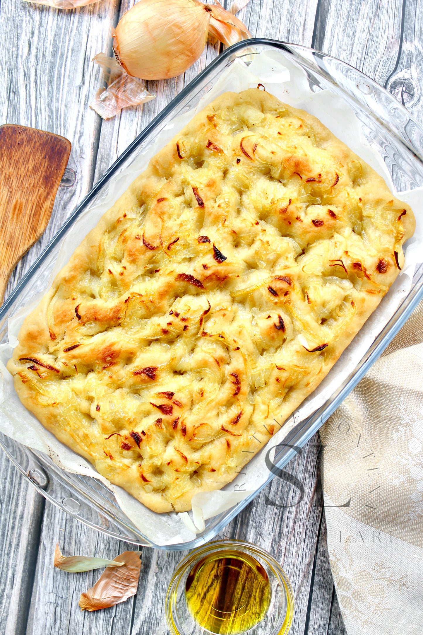 Easy Sourdough Focaccia with Caramelized Onions Set 1 of 3