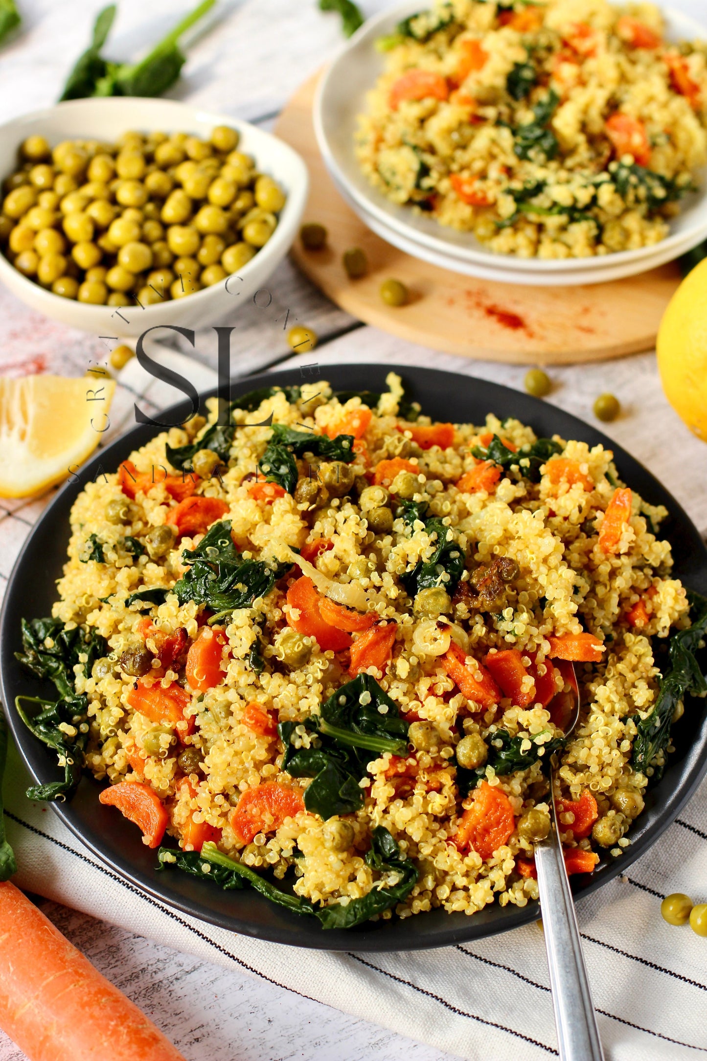 Vegan Roasted Veggies Quinoa Salad with Spinach - Set 3 of 3