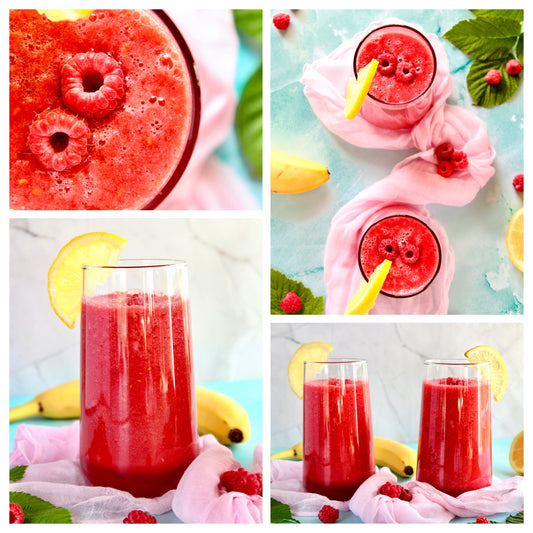 Raw Vegan Raspberry-Lemon Smoothie - Set 1 of 4