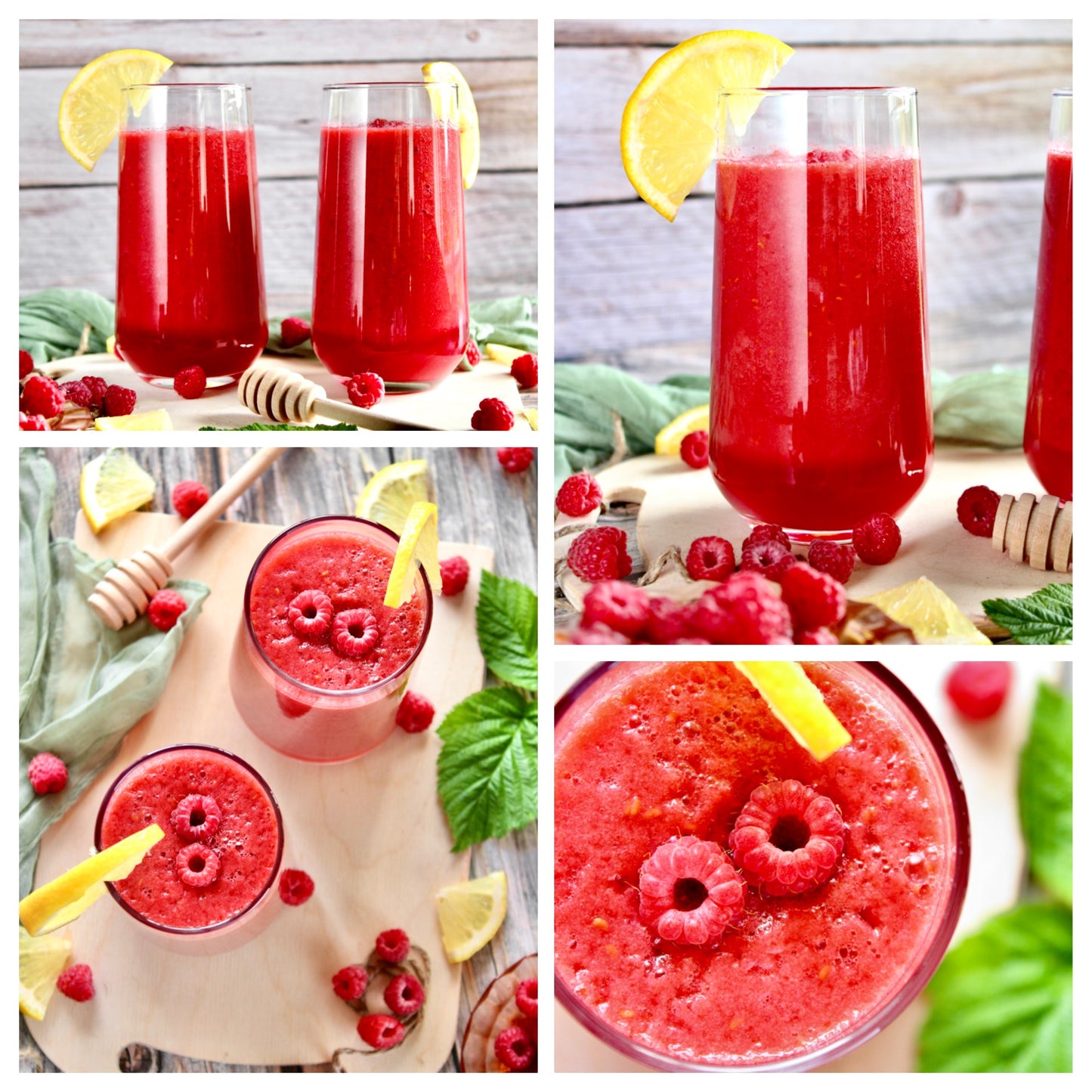 Raw Vegan Raspberry-Lemon Smoothie - Set 2 of 4