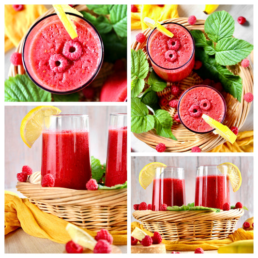 Raw Vegan Raspberry-Lemon Smoothie - Set 3 of 4