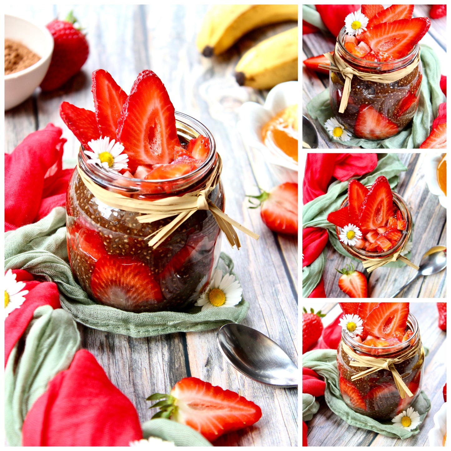 Raw Strawberry & Carob Chia Pudding - Set 3 of 3